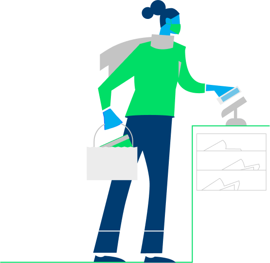 Illustration of woman making contactless payment