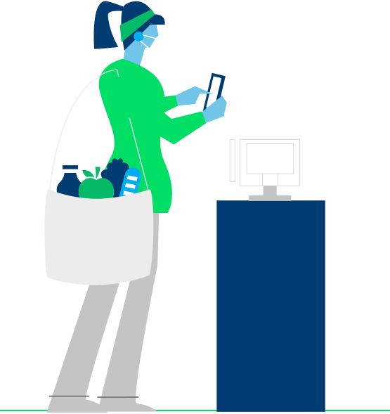 Illustration of woman at POS terminal