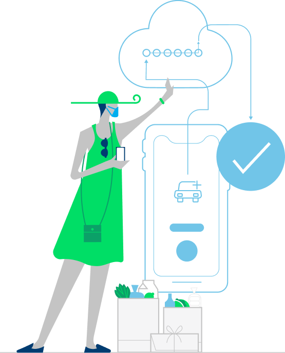 Illustration of woman waving