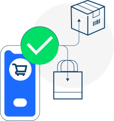 Illustration of phone with green checkmark