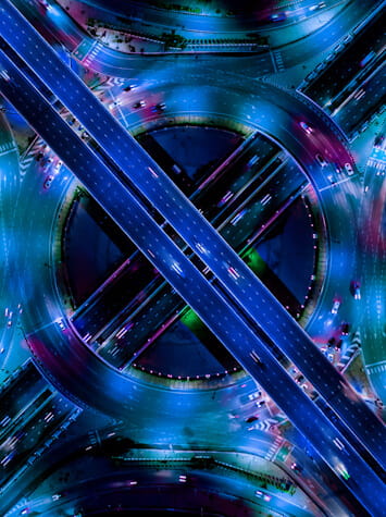 Aerial view of highway intersection