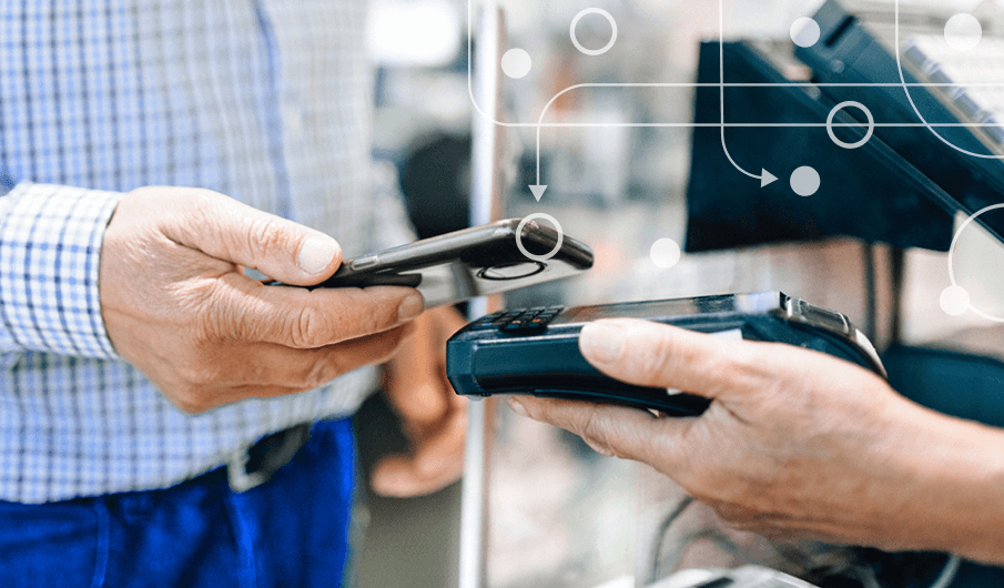 Man making contactless payment