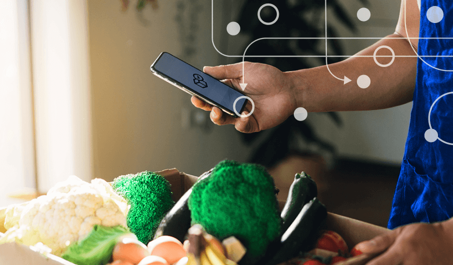 Closeup image of person using mobile phone