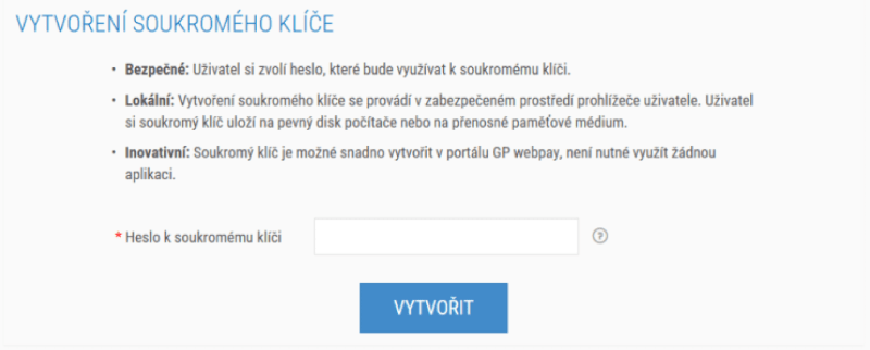 Platební brána - Vytvoření