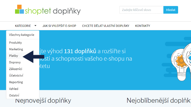 Platební brána - Shoptet doplněk web