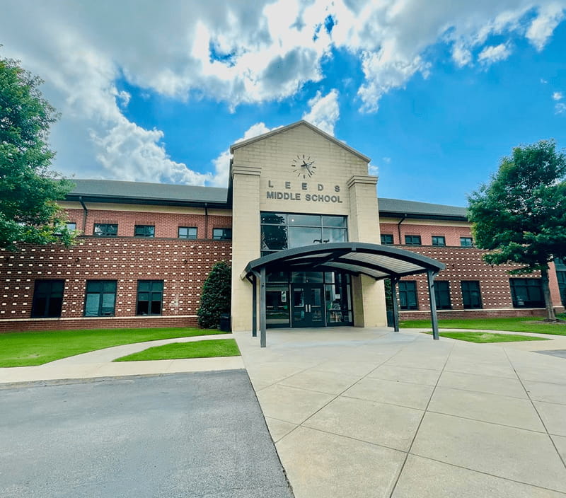 The front entrance of Leeds middle school. 