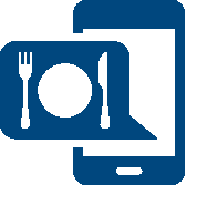 Illustration of plate, fork and knife with mobile phone