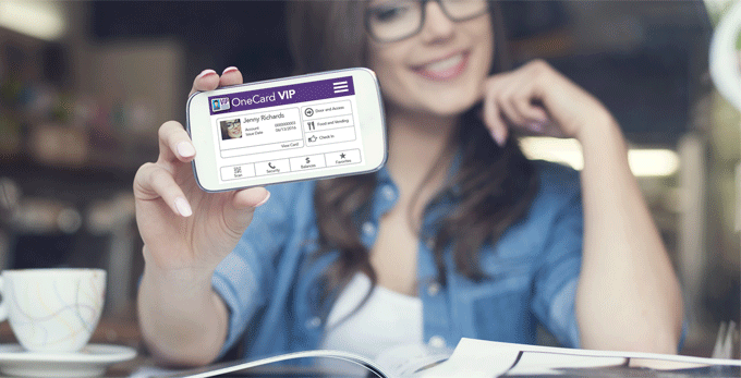 Student holding device running OneCard application