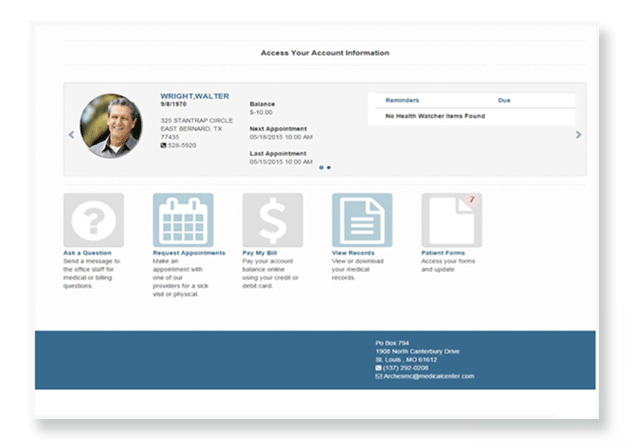 Healthcare software screenshot