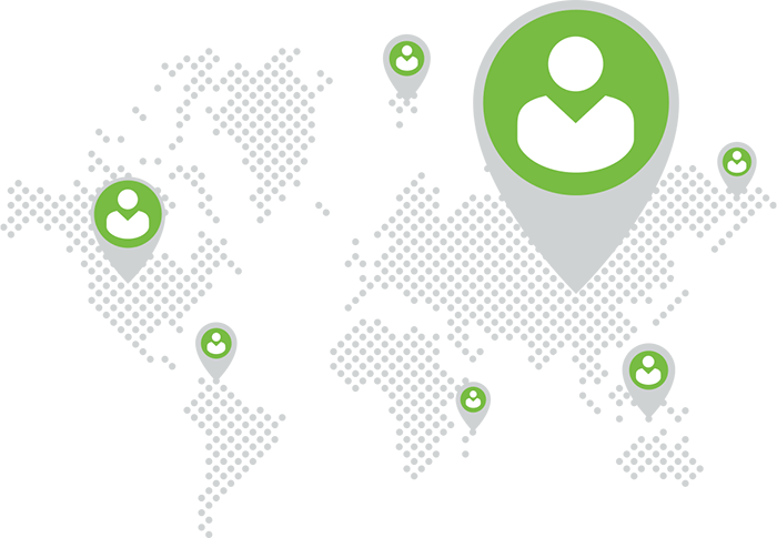 Illustration of the globe with location pins